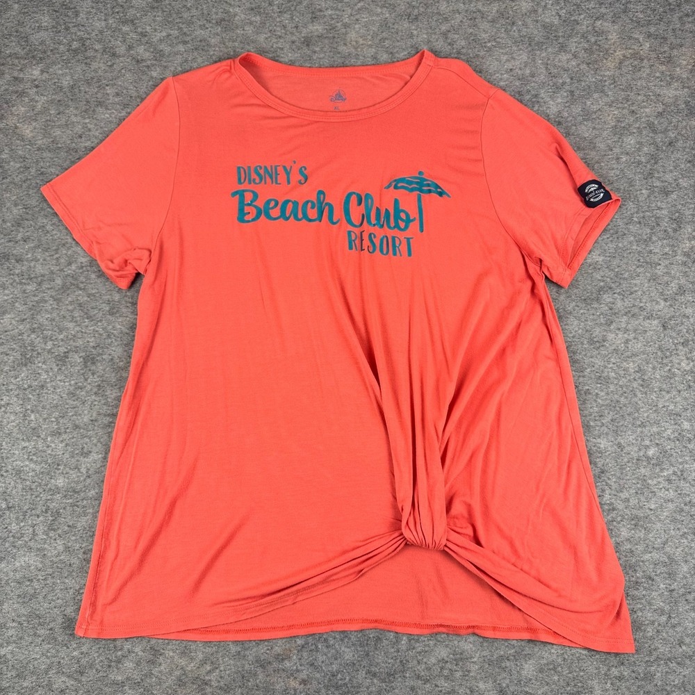 Disney Parks Beach Club Resort T-Shirt Rayon Stretch Orange Womens XL